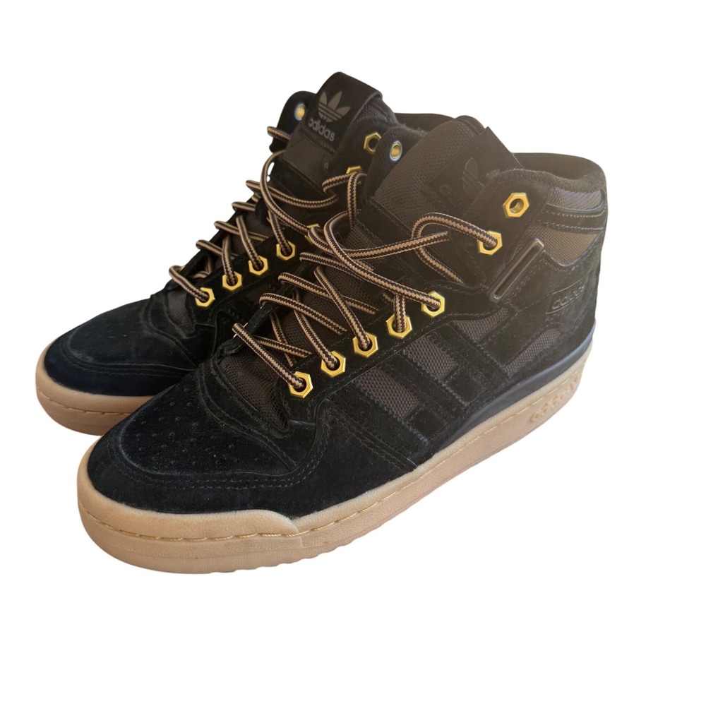 Adidas Forum Mid Adventure Mens 6 Black Gum GV9218 Excellent Suede Hiking Shoes